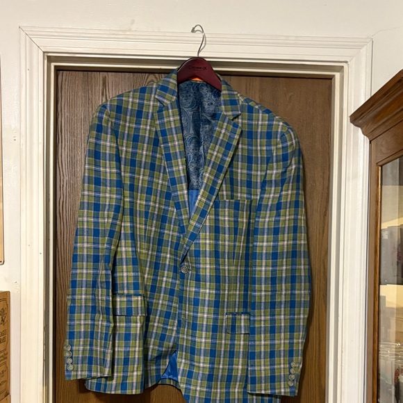 TALLIA Blue and Green Plaid Blazer - Picture 1 of 1